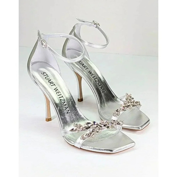 Stuart Weitzman Women's Nudist Vow Crystal Heel Sandals Size 8.5 (MSRP $650) - Picture 6 of 11